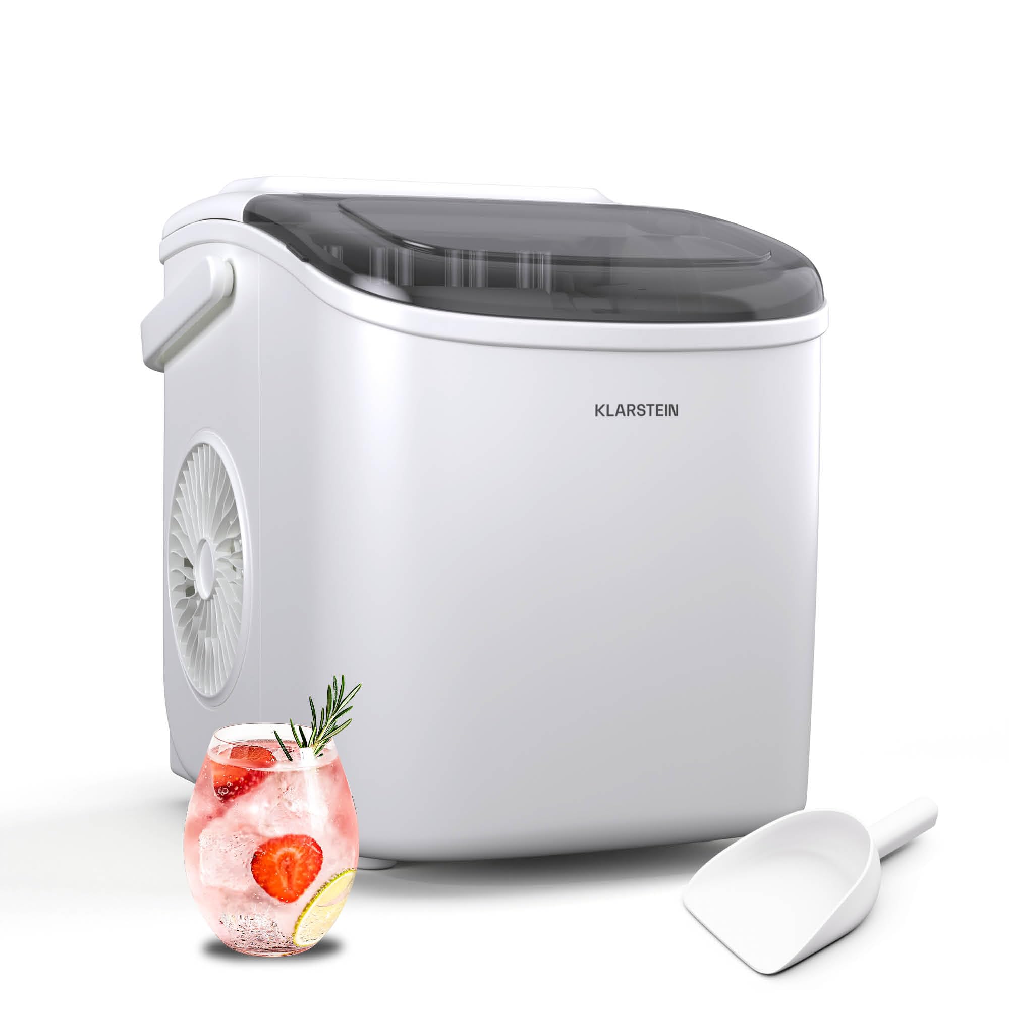 Klarstein Eiswürfelmaschine 12kg/24h – Tragbarer Eisbereiter mit 2 Grössen für Partys