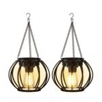 Akynite Solar-Hängeleuchte IP65 – Retro Gartenlaterne mit Warmweiss für Aussen, 2er Set