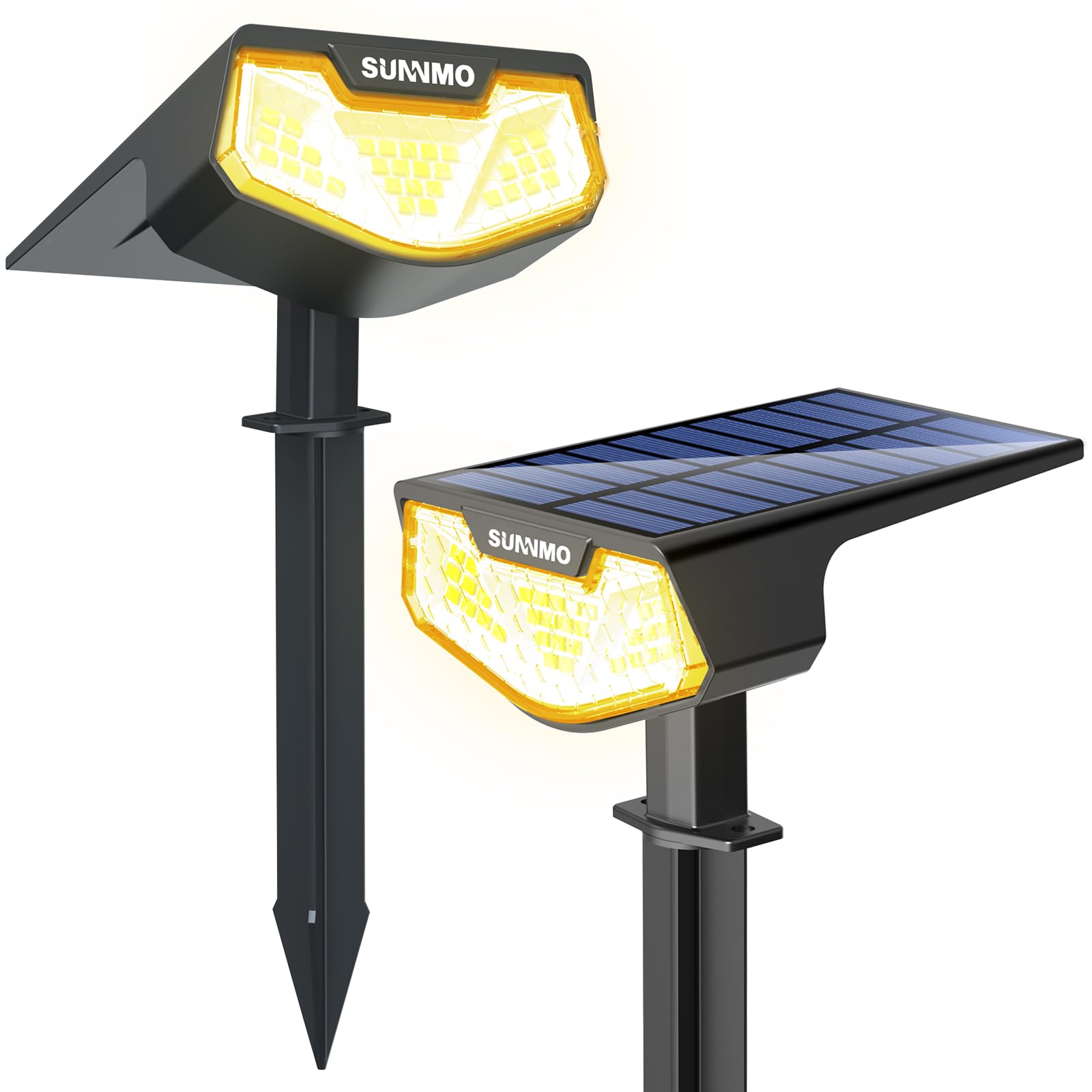 SUNNMO Solarstrahler 32 LED mit 3 Helligkeitsstufen – IP65 Gartenbeleuchtung, 2er Set
