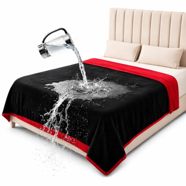 Kingsize Wasserdichte Flanelldecke 228x274 cm – Schutzdecke Rot/Anthrazit für Paare & Familien