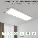 zemty LED Panel Deckenleuchte 58x20 cm, 32W 3500lm – Dimmbar mit Fernbedienung für Küche & Schlafzimmer – Bild 5