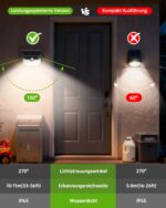 Aootek 5er Set Solarleuchten mit Bewegungsmelder – 120 LED Gartenbeleuchtung IP65 – Bild 7