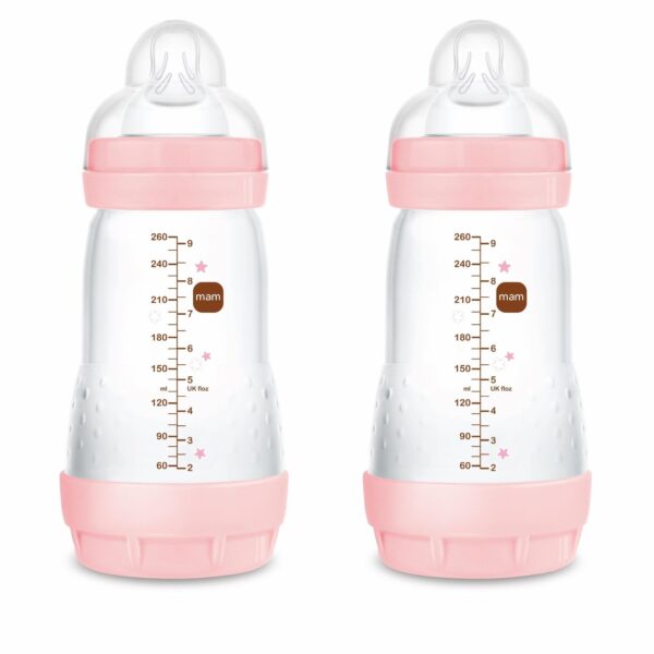 MAM Easy Start Anti-Kolik Flaschen 260 ml, 2er Set – Babyflaschen für 2–4 Monate