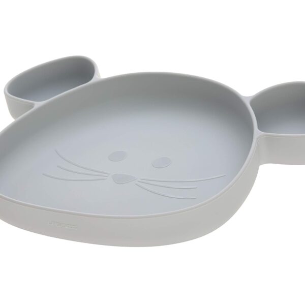 LÄSSIG Silikonteller mit Saugnapf unterteilt – Little Chums Mouse grey