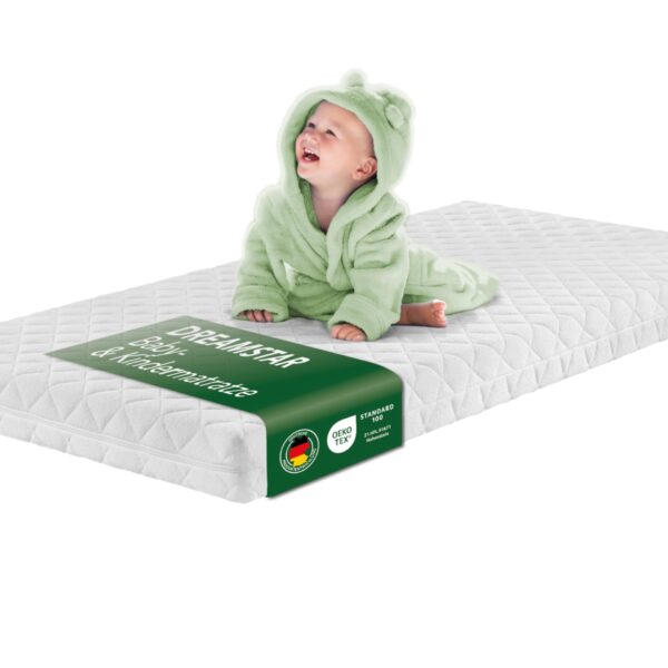 DREAMSTAR Ergo Kids Junior Kindermatratze 80x160 cm – Öko-TEX® zertifiziert für sicheren Schlaf