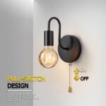 Lightess Vintage Wandlampe Industrial Schwarz mit Zugschalter – E27 Wandleuchte für jeden Raum – Bild 4