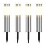 Heinstian 4er Set Solarleuchten Edelstahl – Warmweiss LED Gartenbeleuchtung IP45 wasserdicht