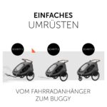 hauck Dryk Duo 2in1 Fahrradanhänger & Buggy für 2 Kinder – Melange Grey – Bild 5