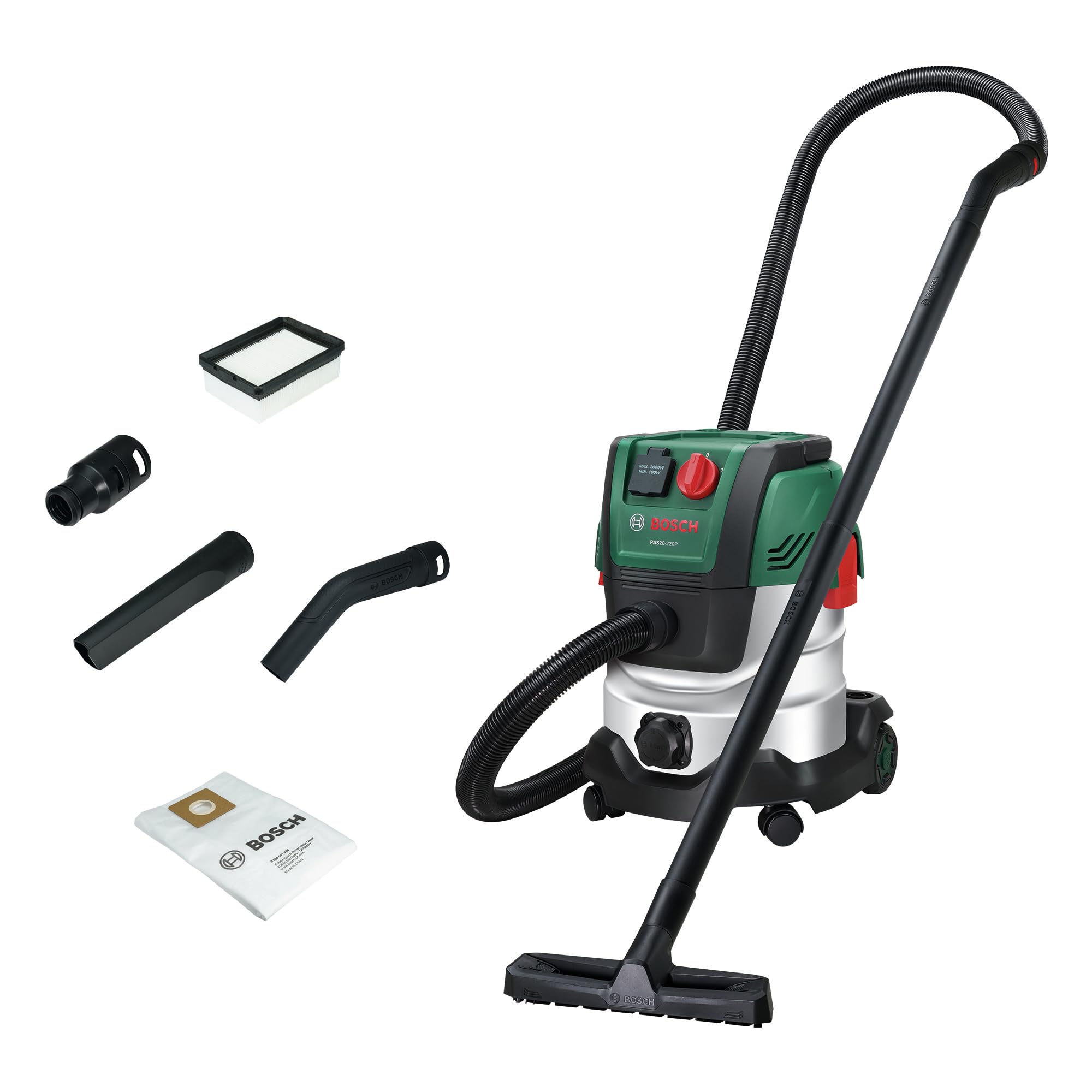 Bosch PAS20-220P Nass- und Trockensauger – 1.200 W Multifunktion für Werkstatt & Heimwerker