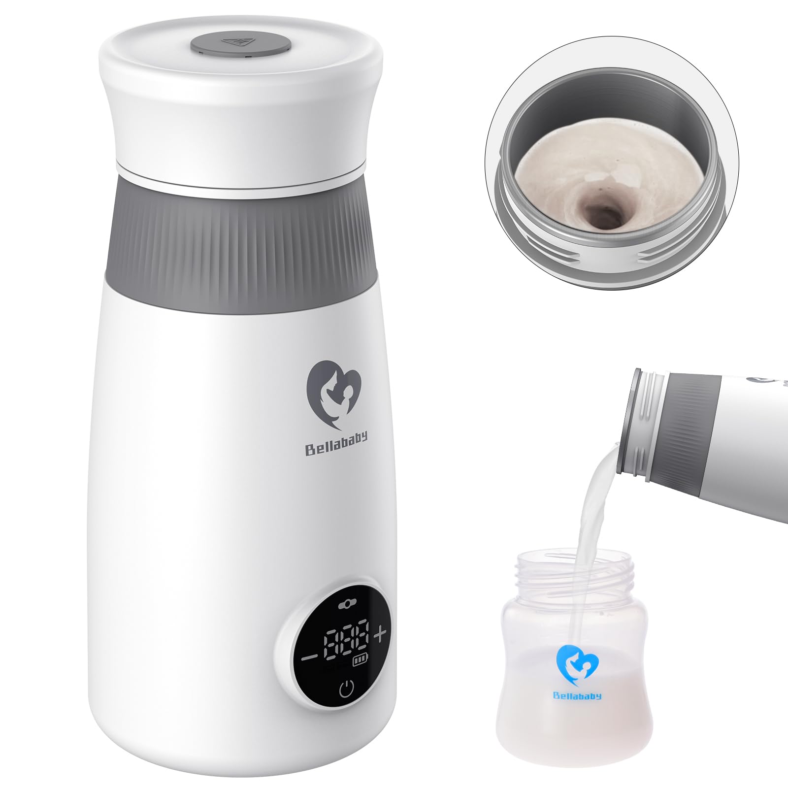 Bellababy Flaschenwärmer Tragbar – USB-Flaschenwärmer mit Temperaturregelung für Unterwegs