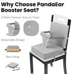PandaEar Kindersitzerhöhung mit Rückenlehne – Sicherer Booster für Esstisch & Reisen (Grau) – Bild 5