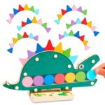 Nene Toys Hungriger Dino – Montessori Holzspielzeug mit Farb-Sortierspiel für Kleinkinder ab 2 Jahren
