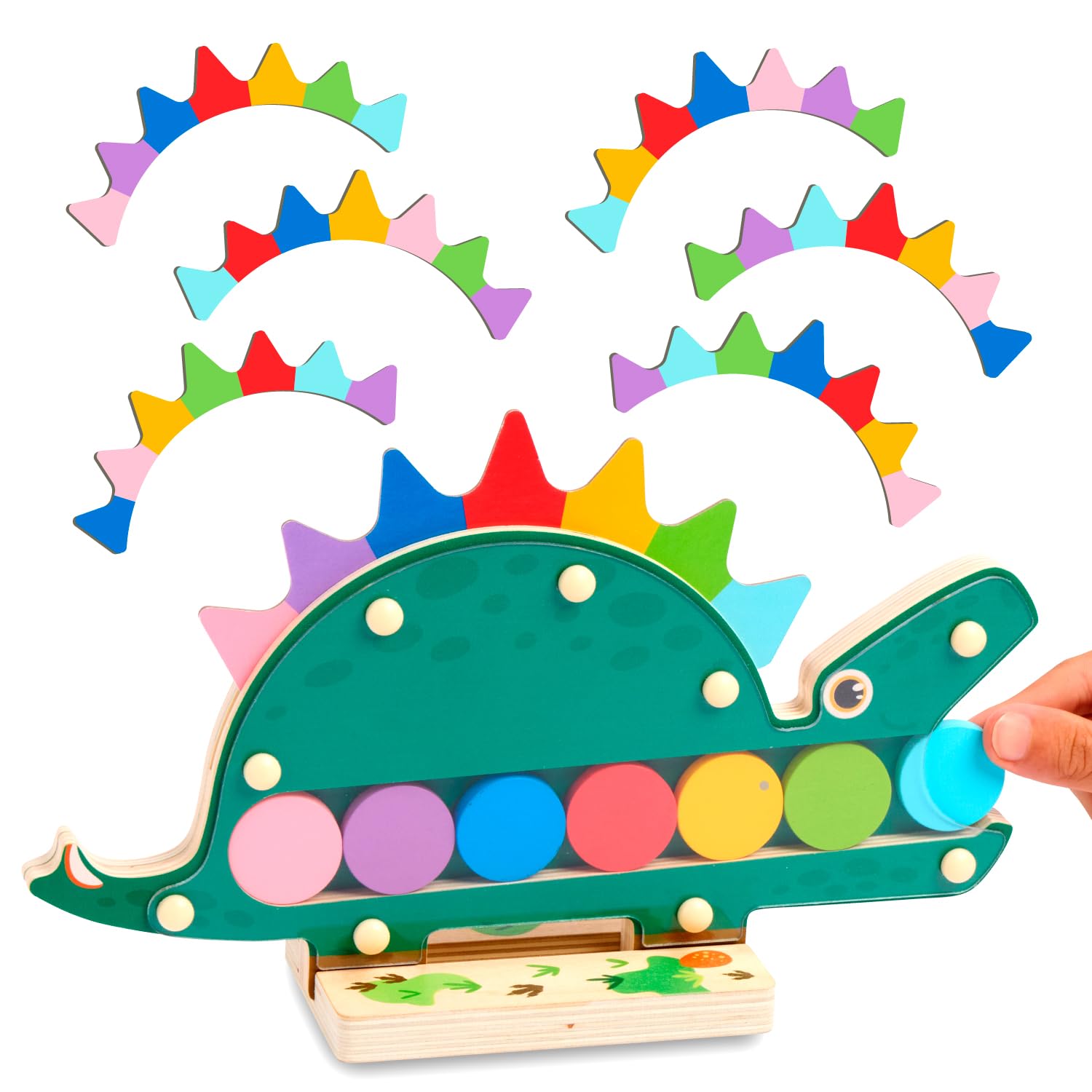 Nene Toys Hungriger Dino – Montessori Holzspielzeug mit Farb-Sortierspiel für Kleinkinder ab 2 Jahren