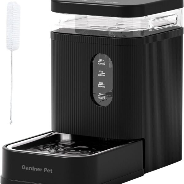 Gardner Pet 6,5L Automatischer Wasserspender mit Edelstahlschüssel – Schwerkraft-Tränke für Hunde & Katzen