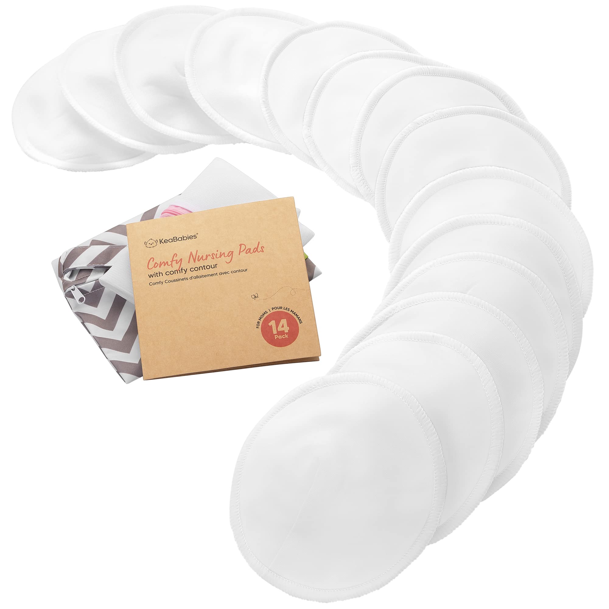 KeaBabies 14er-Pack Bio Stilleinlagen Waschbar (12.7cm) – Saugfähige Bambus-Einlagen