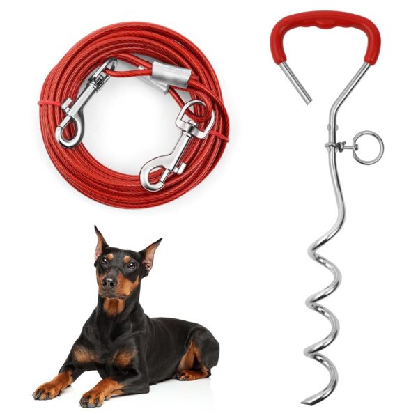 Aomig Bodenanker Hund bis 125 kg – Spiralankerpflock mit Schleppleine für sicheres Outdoor