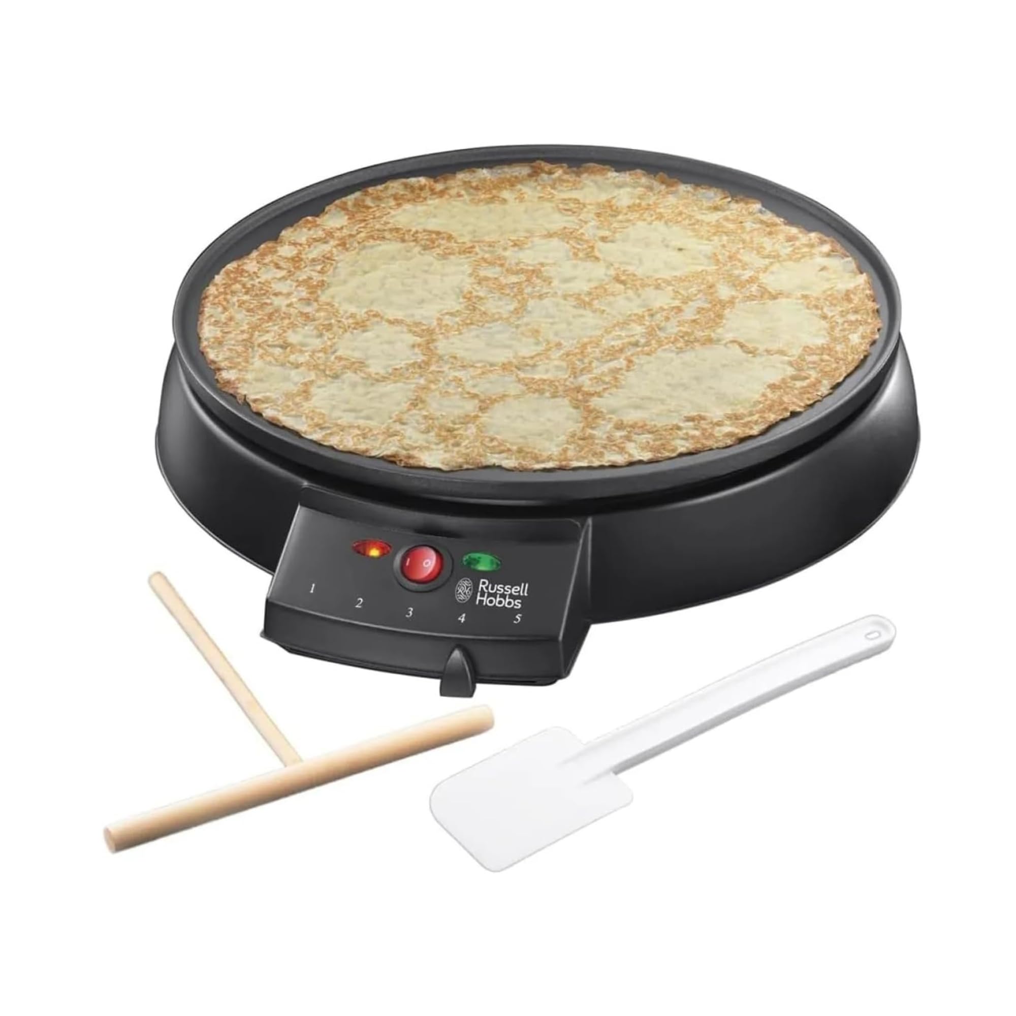 Russell Hobbs Crêpes Maker Ø30cm mit Antihaftplatte – 1000W Elektrogrill für Crêpes & Pancakes