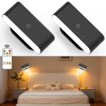 Lacasa LED Wandleuchte 2er-Set mit Akku, Fernbedienung & 360° Drehgelenk – Dimmbar