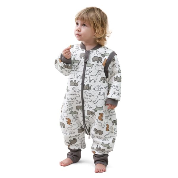 MIKAFEN Baby Schlafsack 2,0 Tog mit Füssen – 100% Baumwolle, abnehmbare Ärmel für 18-36 Monate