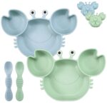 PandaEar 2er Silikonteller-Set mit Saugnapf & Babylöffel – BPA-freies Kindergeschirr für Babys