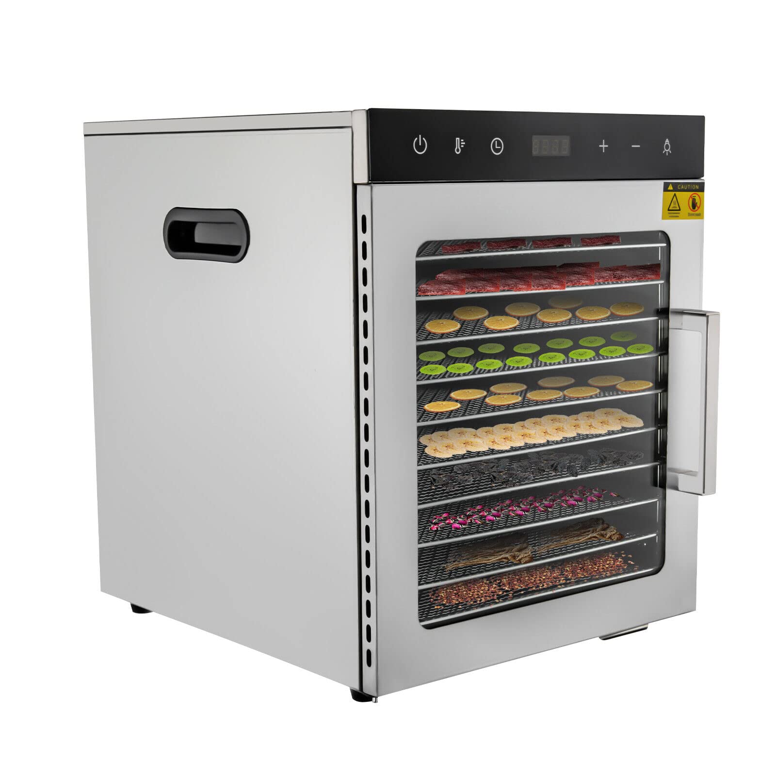 SHZICMY 800W Dörrautomat mit 10 Edelstahlschalen – Digitale Temperaturregelung & LED Touch Control