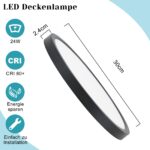 ZMH LED-Deckenleuchte Ø30cm, 24W Warmweiss 3000K – Flache Deckenlampe für Badezimmer, Küche & Schlafzimmer – Bild 2