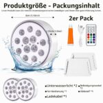 vsshe Poolbeleuchtung LED Unterwasser 2er Set – IP68 wasserdicht mit Fernbedienung & 16 Farben – Bild 2