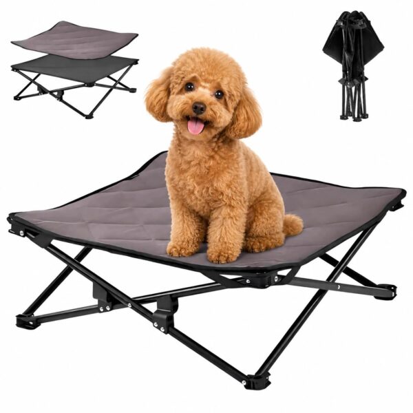 KingCamp Erhöhtes Hundebett Klappbar Grösse S – 2-in-1 Hundeliege mit Mesh & Wintermatte
