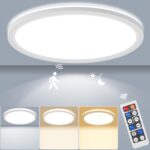 LEZOE 30cm LED Deckenleuchte mit Bewegungsmelder – 24W dimmbar, 2400lm für Badezimmer & Flur