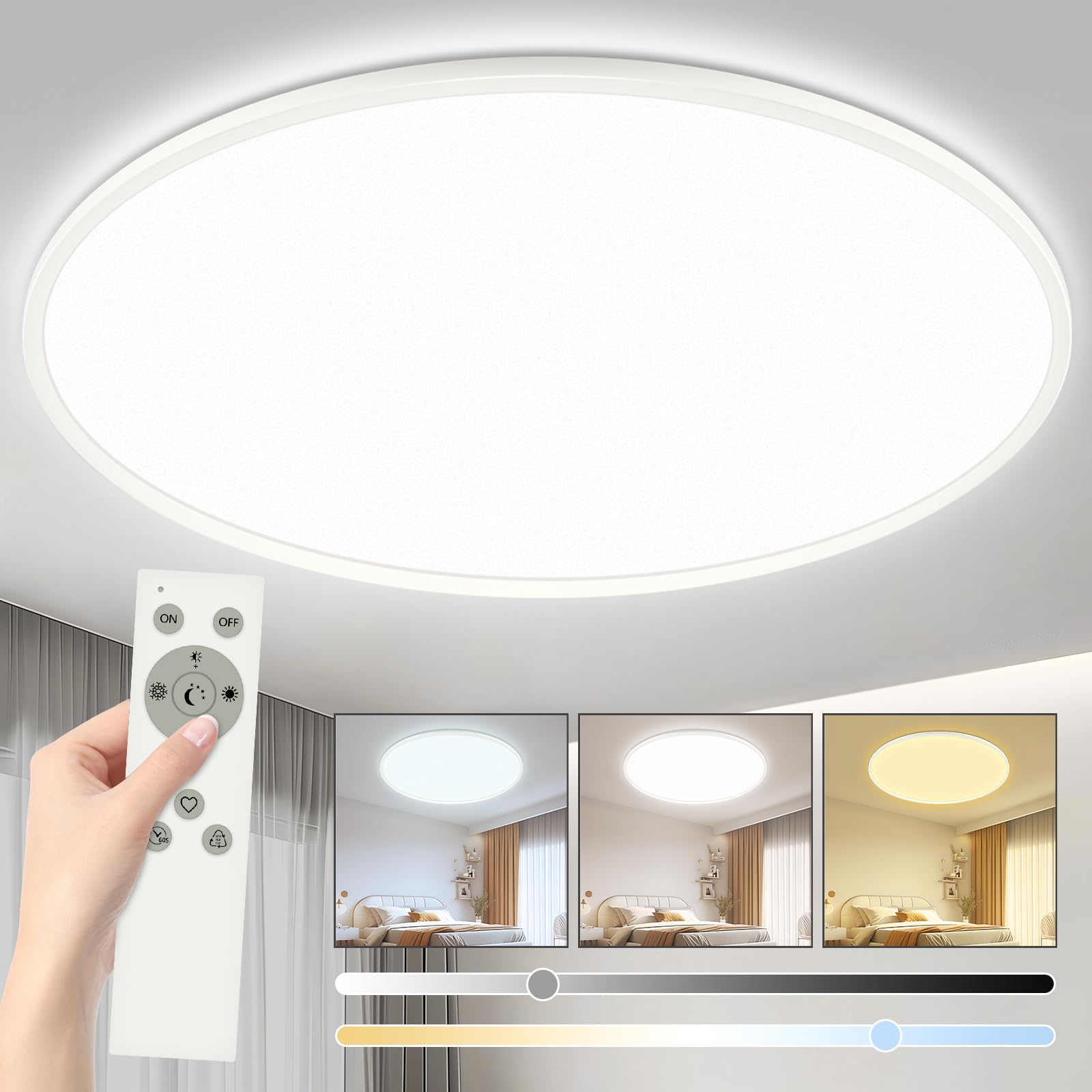 YIFMOO 40W LED Deckenleuchte Ø50cm – Dimmbar mit Fernbedienung & 3000-6500K