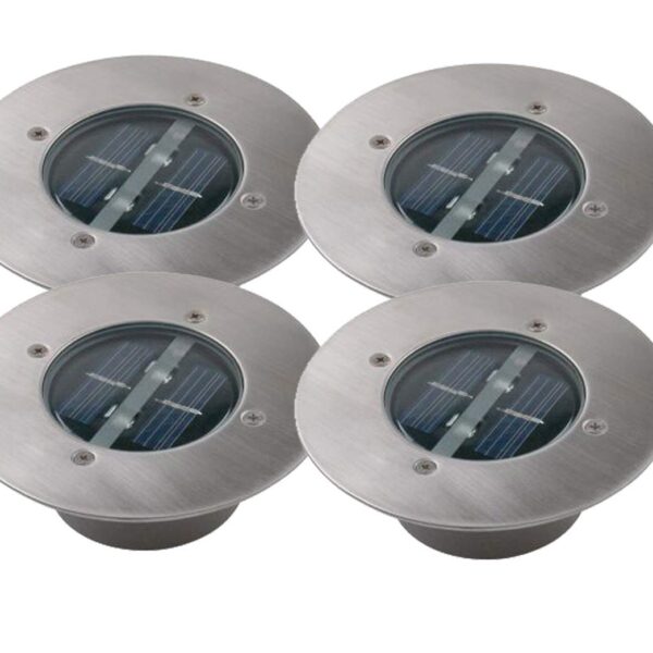 Ranex 4er SET Solar LED Bodeneinbaustrahler rund – Edelstahl IP67 für Garten & Einfahrt