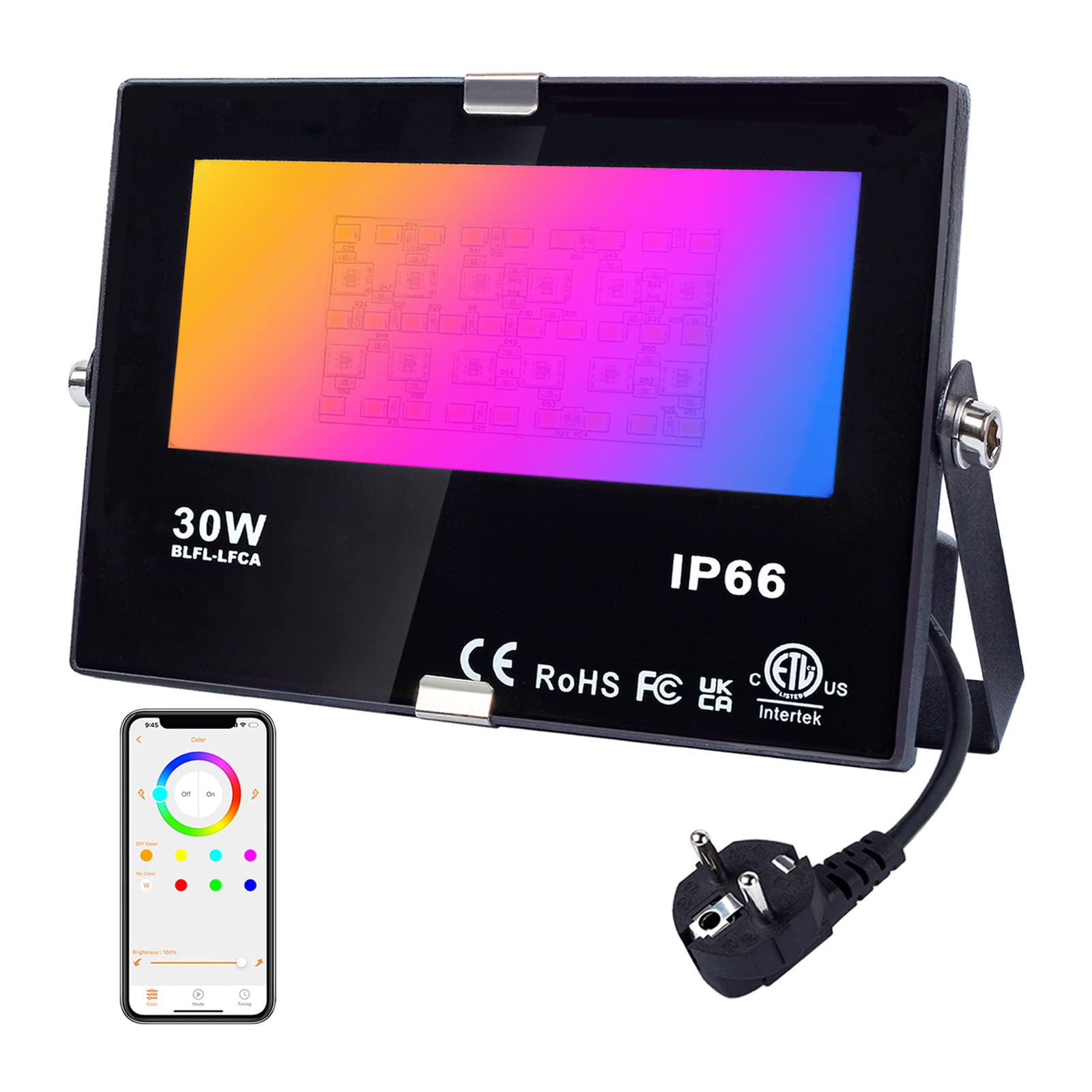 DUSKTEC 30W RGB LED Strahler Außen mit Bluetooth App – Smart Fluter für Garten & Terrasse
