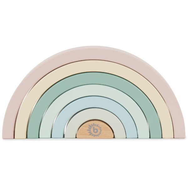 Bieco Holz Regenbogen Pastell – Montessori Stapelspiel für Motorik & Kreativität