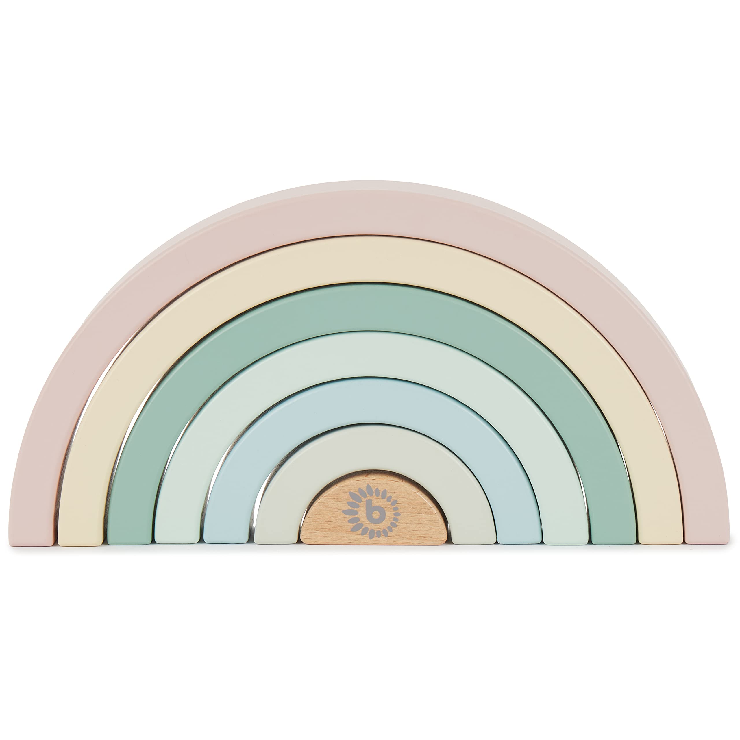 Bieco Holz Regenbogen Pastell – Montessori Stapelspiel für Motorik & Kreativität