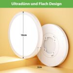 Swoieltr LED Deckenleuchte Ø18cm 15W – 5 Farbtemperaturen & IP44 Wasserfest für Bad & Küche – Bild 4