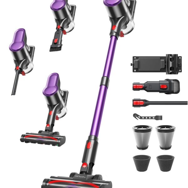 VACTechPro F02 Lite Akku Staubsauger – 45 kPa Saugkraft, 50 Min Laufzeit, 8-stufiges Filtersystem