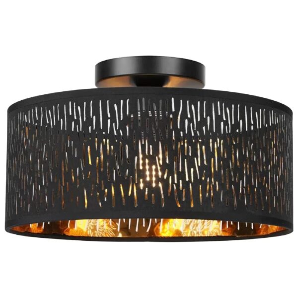 FRIDEKO HOME Deckenlampe Ø30cm Schwarz-Gold – Elegante Deckenleuchte mit E27-Fassung