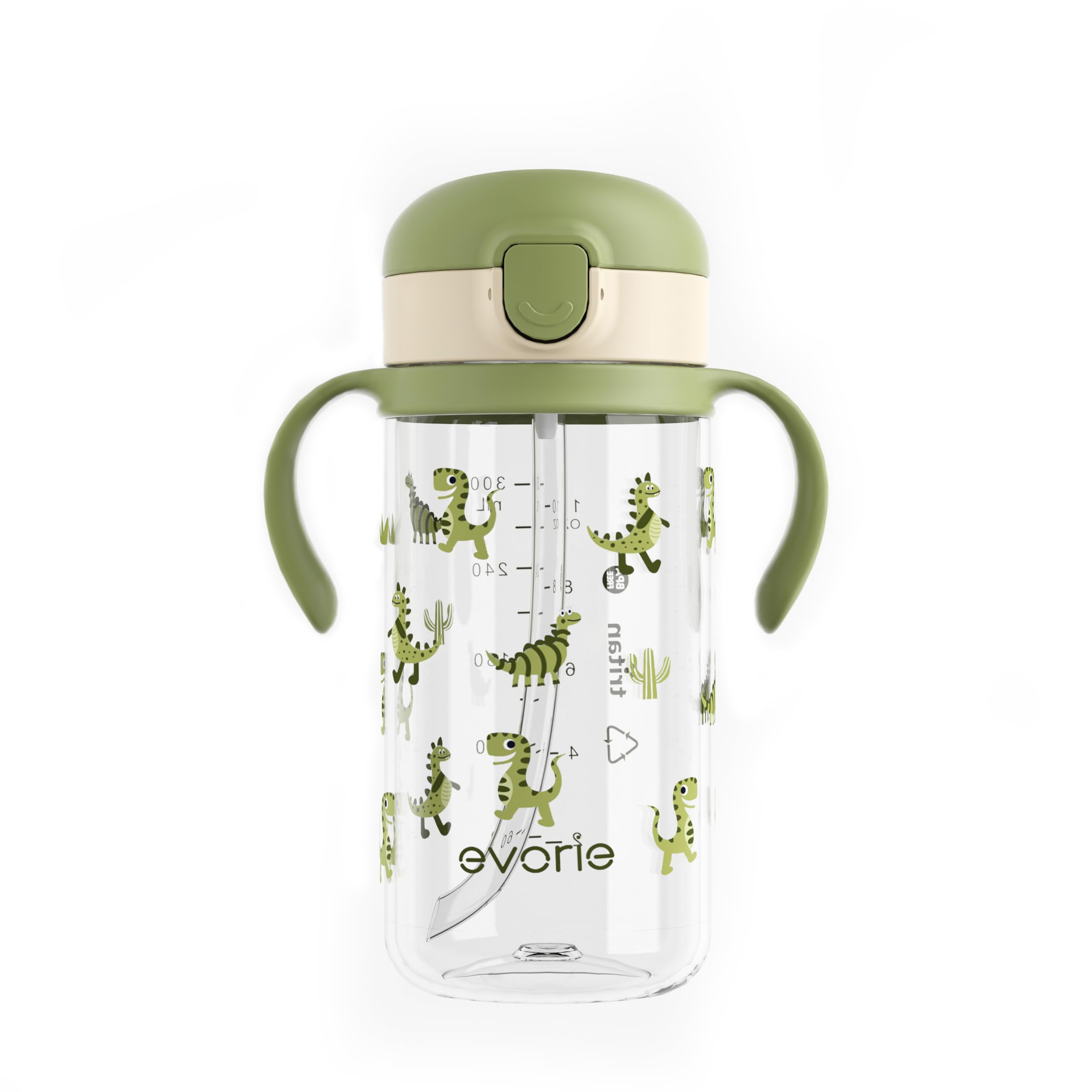 Evorie Tritan Trinkflasche 300 ml mit Strohhalm – Auslaufsicher für Kleinkinder 1–3 Jahre