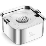 PETTOM Wassernapf 3L aus 304 Edelstahl – Auslaufsicherer Hundenapf mit Spritzschutz