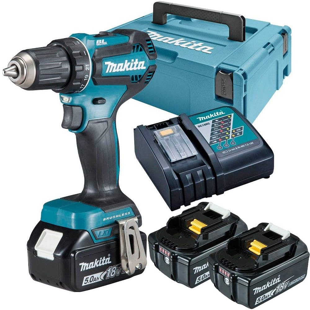 Makita DDF485RTJ3 Akku-Bohrschrauber 18V – Profi-Bohrmaschine mit bürstenlosem Motor