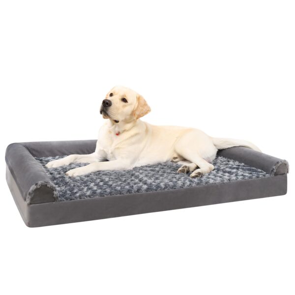 KSIIA Orthopädisches Hundesofa Mittelgross 91x68cm – Ergonomisches Hundebett mit Noppenschaum & Waschbar