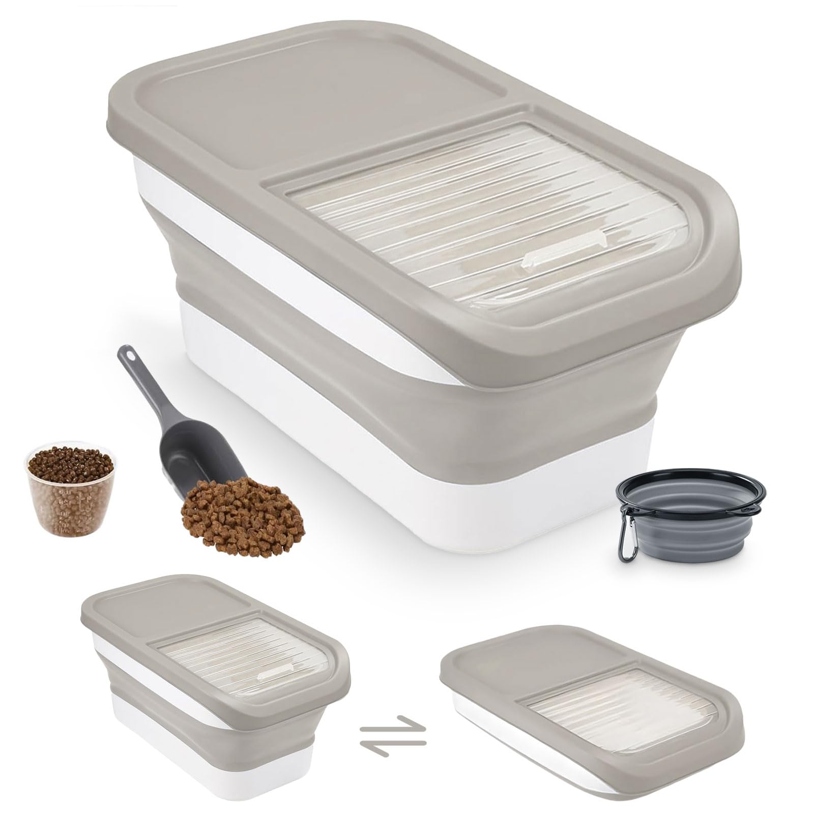 Druuzyl Hundefutter Aufbewahrungsbox 5kg – Faltbarer Futterbehälter mit Luftdichtung & Messbecher