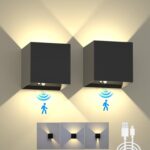 KwatTsz LED-Wandleuchte mit Bewegungsmelder & 6000mAh Akku – 2er Set Schwarz