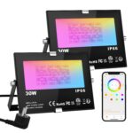 ChangM 2er Pack RGB LED Strahler 30W – Smart Flutlicht mit Bluetooth & App-Steuerung für Garten