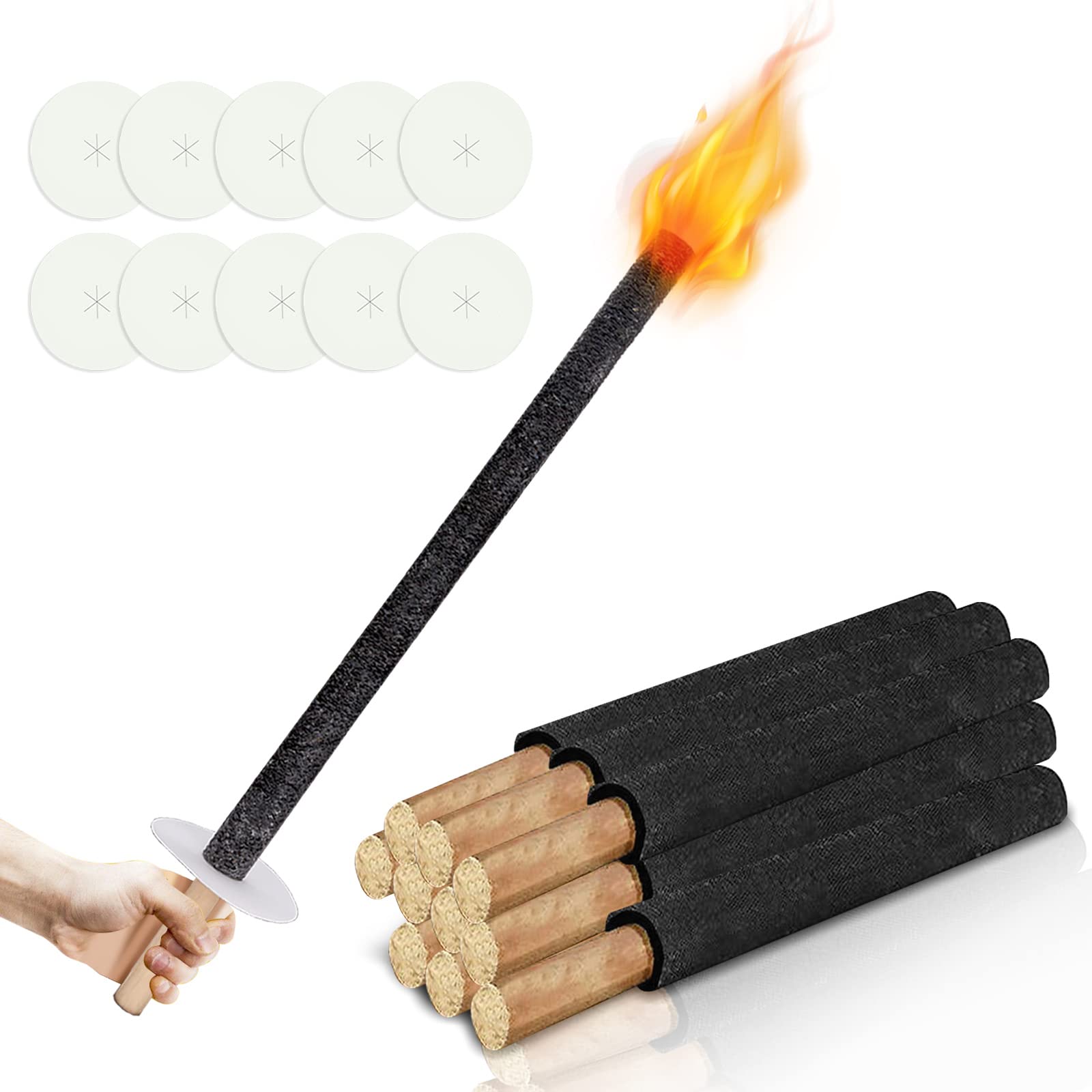 10er Set Gartenfackeln 42cm mit Wachstropfenfänger – 45 min Brenndauer für Outdoor-Events