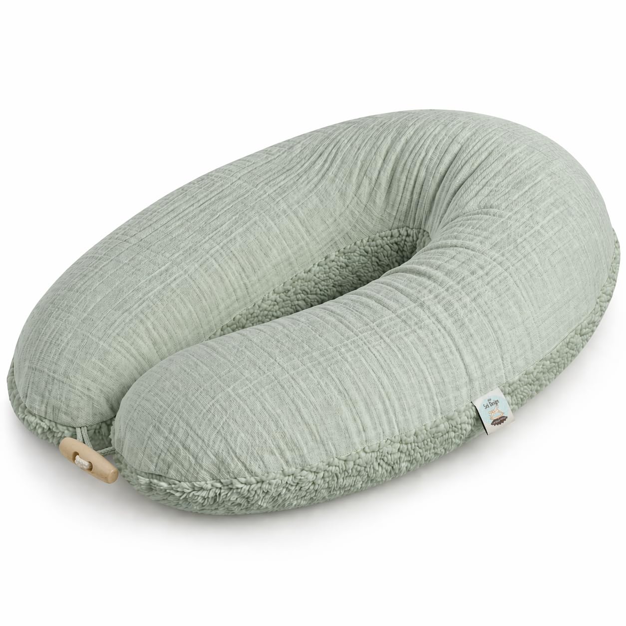 sei Design Stillkissen XXL 190x35 cm – Bio-Musselin & Teddyplüsch mit regulierbarer Füllung