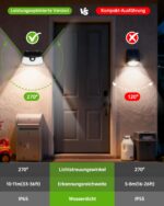 Aootek 4er Set Solarlampen mit Bewegungsmelder – 120 LED Sicherheitsstrahler für Garten – Bild 7
