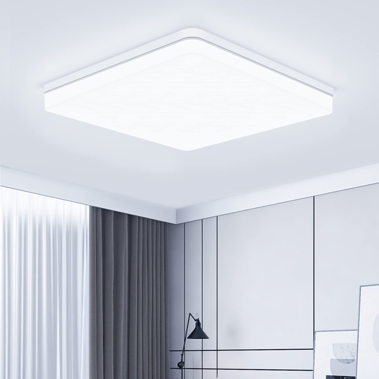 Philonext LED-Deckenleuchte 48W, 5000lm, 6500K – Flache Deckenlampe mit Augenschutz