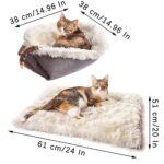 Deautie Katzenbett 2-in-1 Plüsch – 61 x 51 cm Haustiernest für Katzen & kleine Hunde – Bild 2