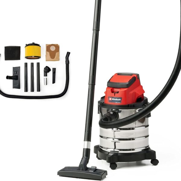 Einhell Akku-Nass-Trockensauger TC-VC 18/20 Li S-Solo – 20L Edelstahl für Profis